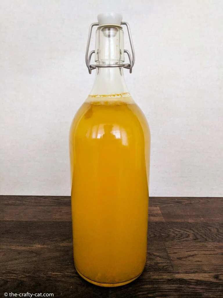 Ginger turmeric kombuch undergoing second fermentation