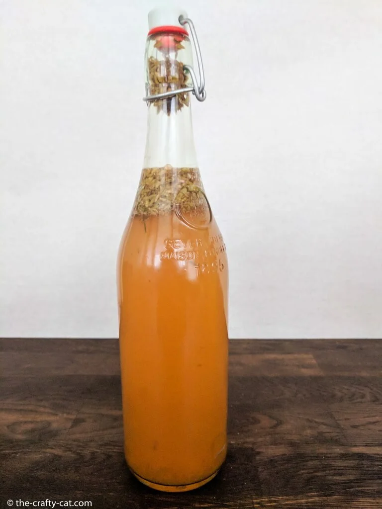 Lavender lemon kombucha undergoing second fermentation